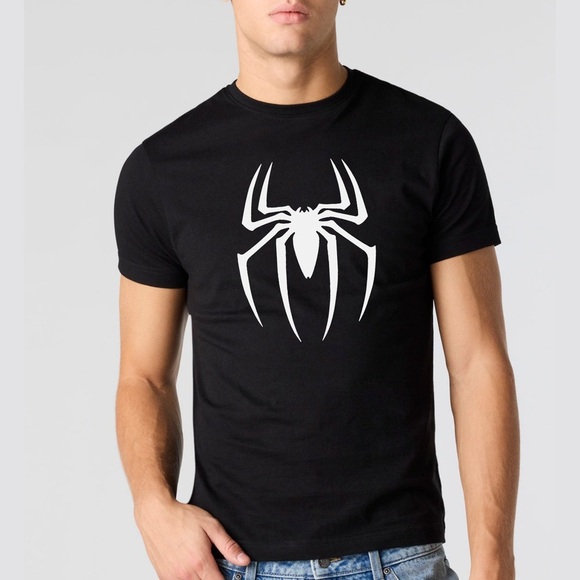 NWT Spider Logo Graphic T-Shirt – Slim Fit Short Sleeve Crewneck – Black - Picture 1 of 7
